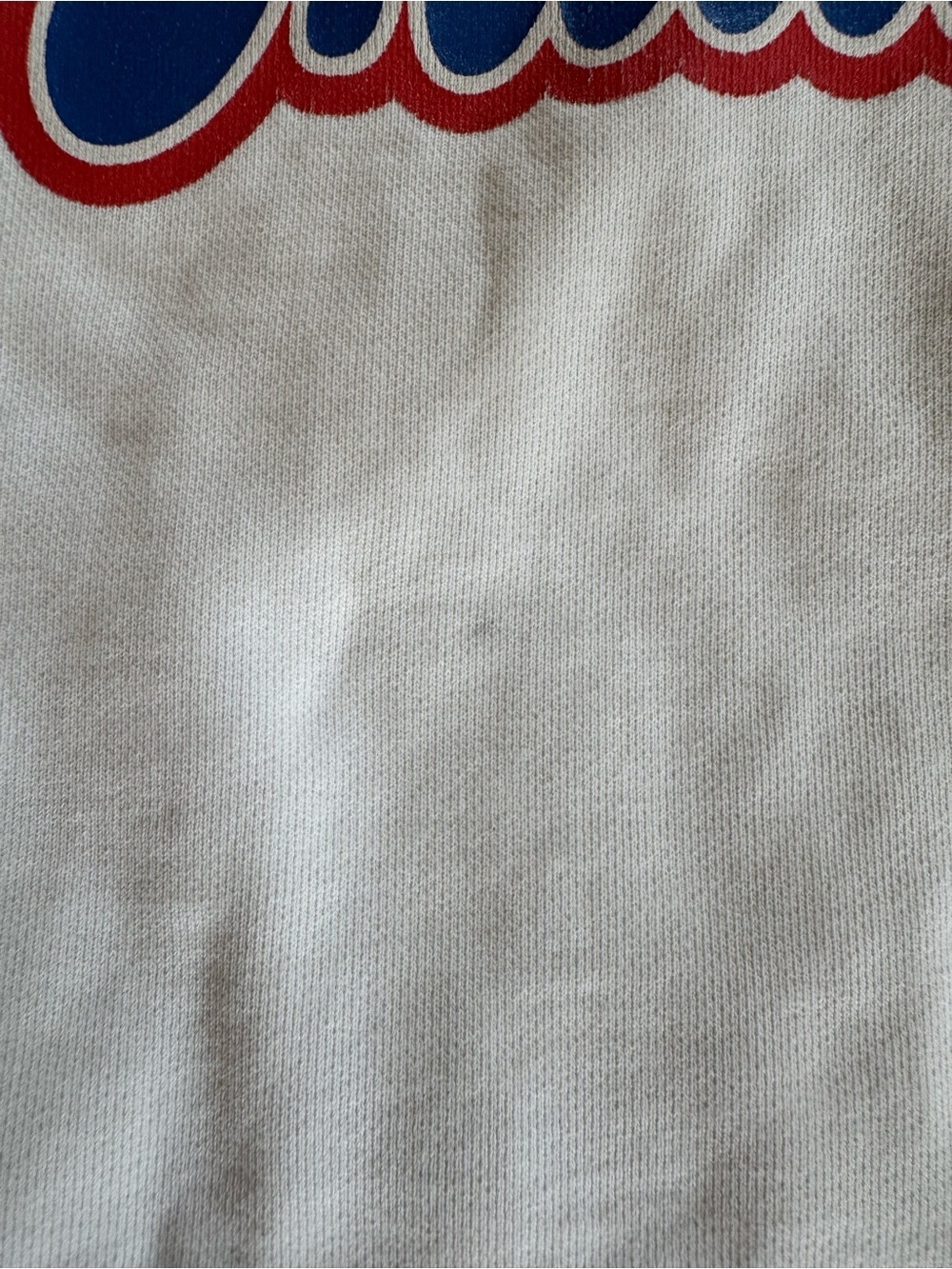 Madhappy Cream Hoodie with Blue and Red Logo and stitching - Picture 13 of 13